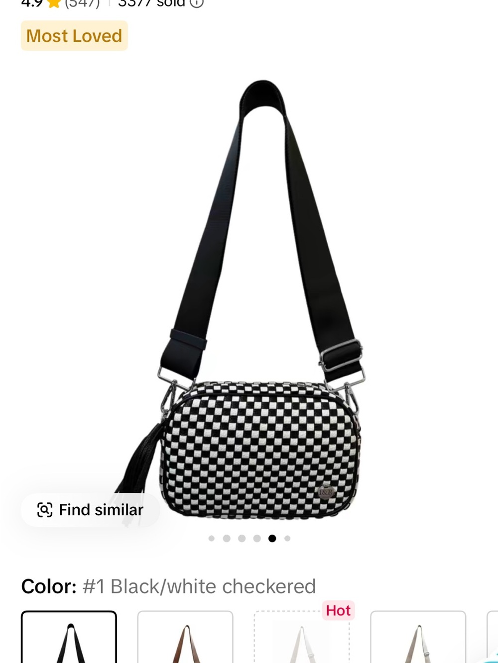 I&R city bag Black/White Checkered Crossbody